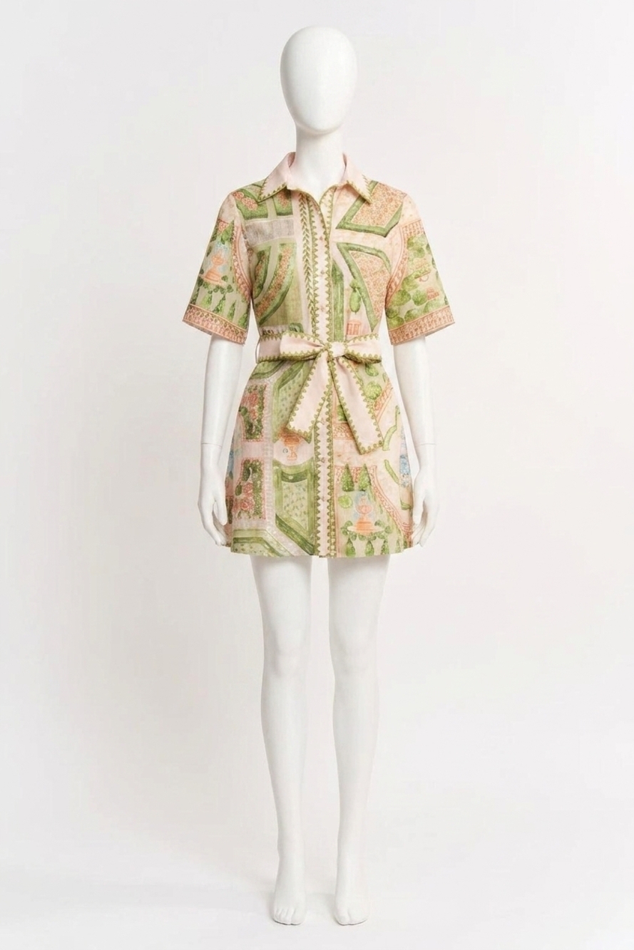 NEW EN SAISON sariyah mini shirt dress in ivory olive multi